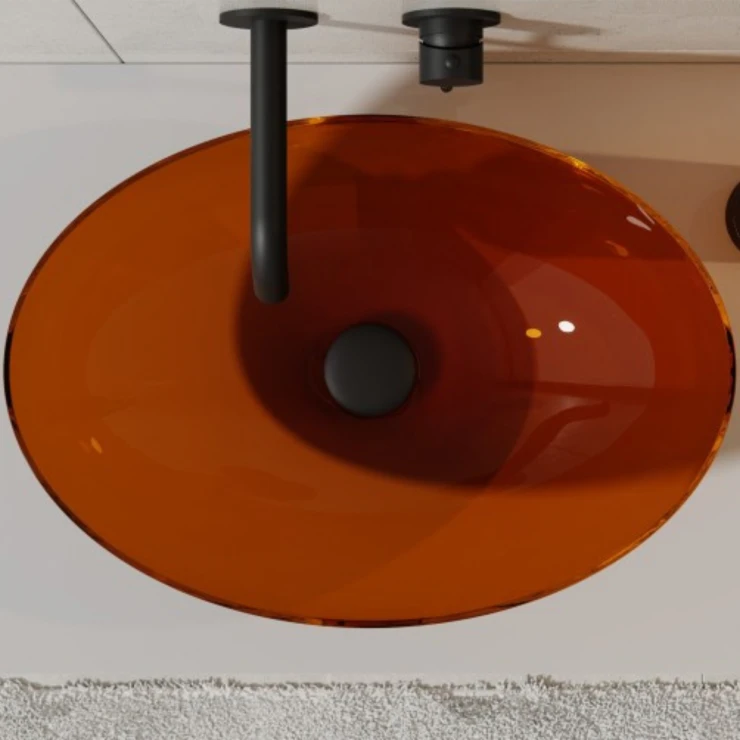 Håndvask Orange Blank 50 cm med Sort Mat Pop-up Bundventil-1