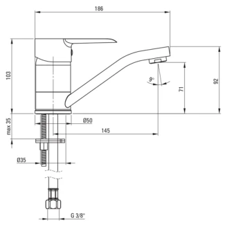 Vandhaner med Svingbar Tud Corio Krom-2