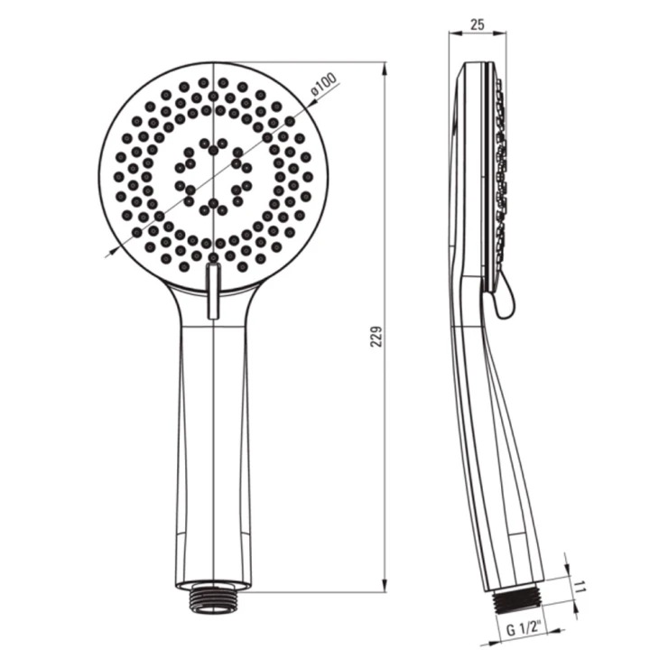 Håndbruser Flex Rund Sort Mat-1