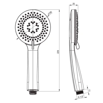 Håndbruser Flex Rund Krom Mat-2