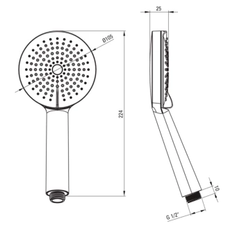 Håndbruser Flex Rund Krom-2