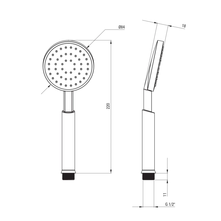 Håndbruser Temisto Rund Krom-1