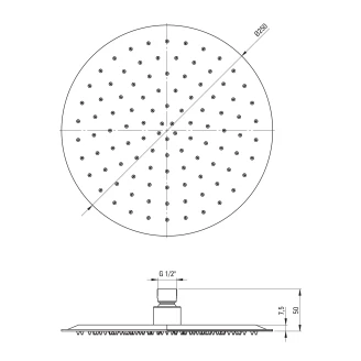 Hovedbruser Flex 250 mm Rund Titanium Mat-2