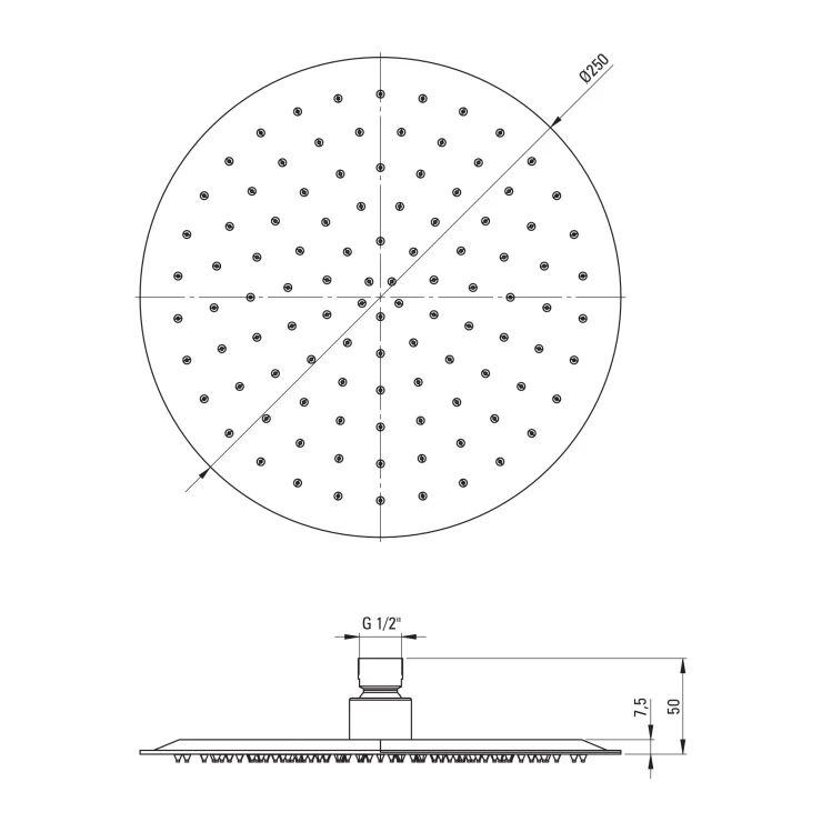 Hovedbruser Flex 250 mm Rund Titanium Mat-1