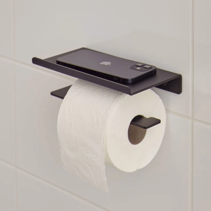 Aquanova Toiletpapirholder med Hylde Cyra Sort Mat-1