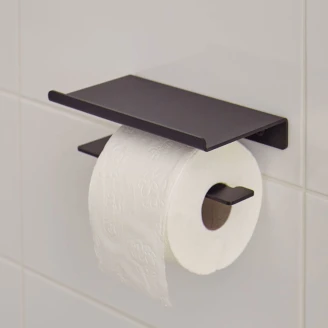 Aquanova Toiletpapirholder med Hylde Cyra Sort Mat