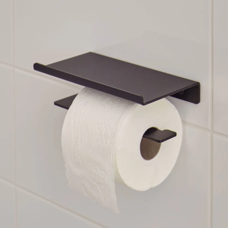 Aquanova Toiletpapirholder med Hylde Cyra Sort Mat-0