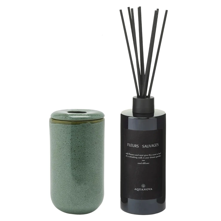 Aquanova Sæt med Rørspreder Vilde Blomster & Reed Diffuser Holder Skov Paris Ny -0