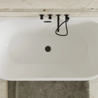 Badekar <strong>Fiore</strong>  Hvid Blank 170 cm med Sort Pop-up Bundventil