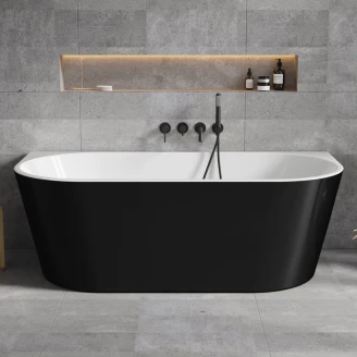 Badekar <strong>Fiore</strong>  Sort Mat 170 cm med Krom Pop-up Bundventil