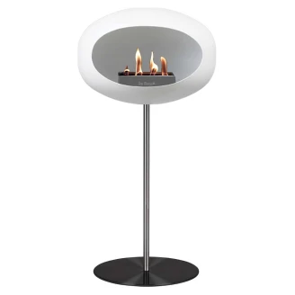 Le Feu Bioetanol Kamin Steel Hvit Mat med Stativ Krom Glat 80 cm, Platta Sort Mat -2