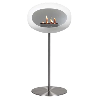 Le Feu Bioetanol Kamin Steel Hvit Mat med Stativ 80 cm & Platta Krom Glat -2