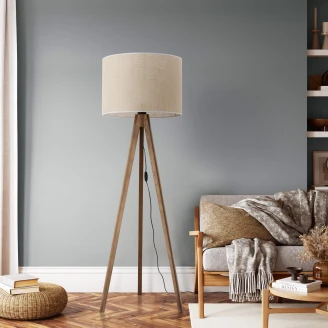 Golvlampa Stellar Beige, Valnød Mat