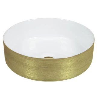 Bathco Håndlavet Håndvask Heller White&Gold 36 cm