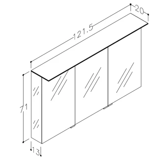 Spejlskab Glans 120 cm med LED Belysning med Tre Døre-2