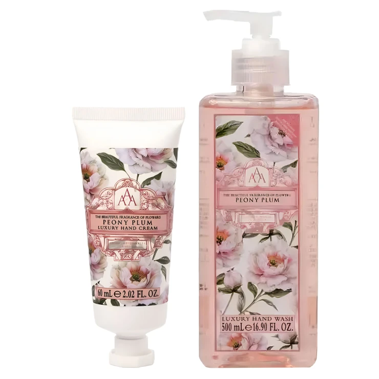 Naturally European Set med HandSæbe og Håndcreme Pæon & Blomme-1