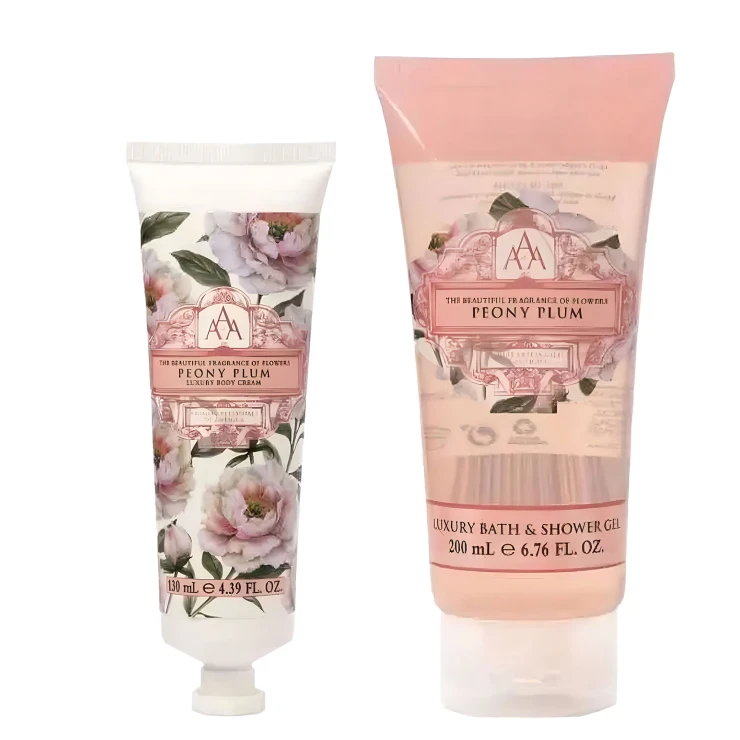 Naturally European Set med Duschgel og Kropscreme Pæon & Blomme-0