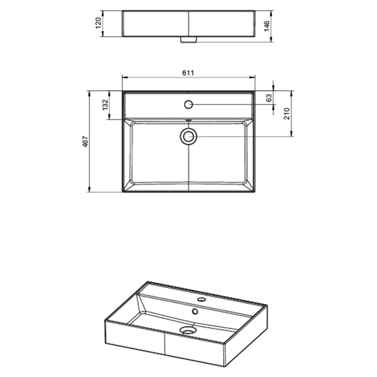 Håndvask Mira Hvid Blank 60 cm-1