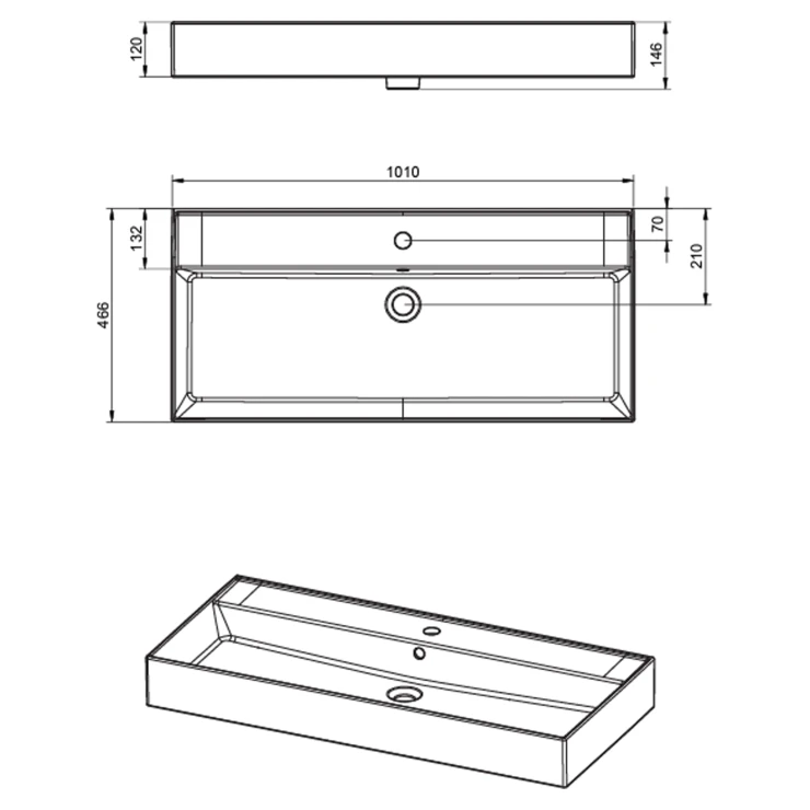 Håndvask Mira Hvid Blank 100 cm-1