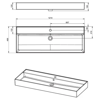 Håndvask Mira Hvid Blank 120 cm-2