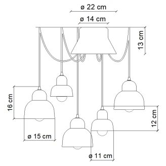 Ferroluce Hængelampe Berimbau Creme 5 stk.-2