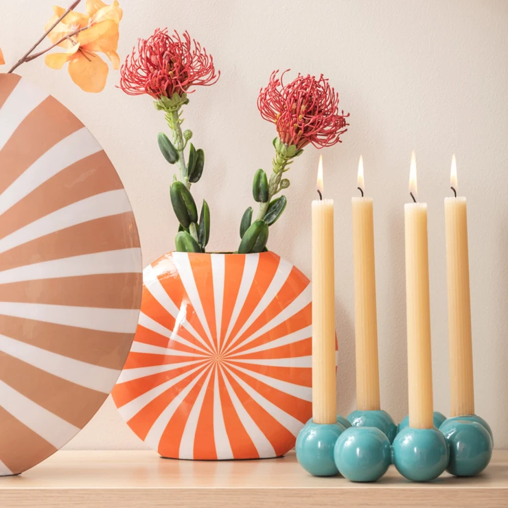 Present Time Vase Candy Orange & Hvid Glat-0