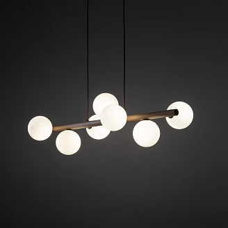 Hængende Lampe <strong>Goya</strong>  Hepta Hvid. Valnød Mat
