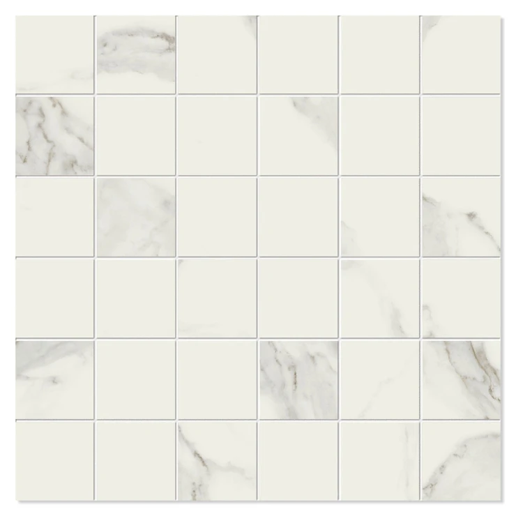 Unicomstarker Marmor Mosaik Klinker Statuario Mat 30x30 (5x5) cm-0