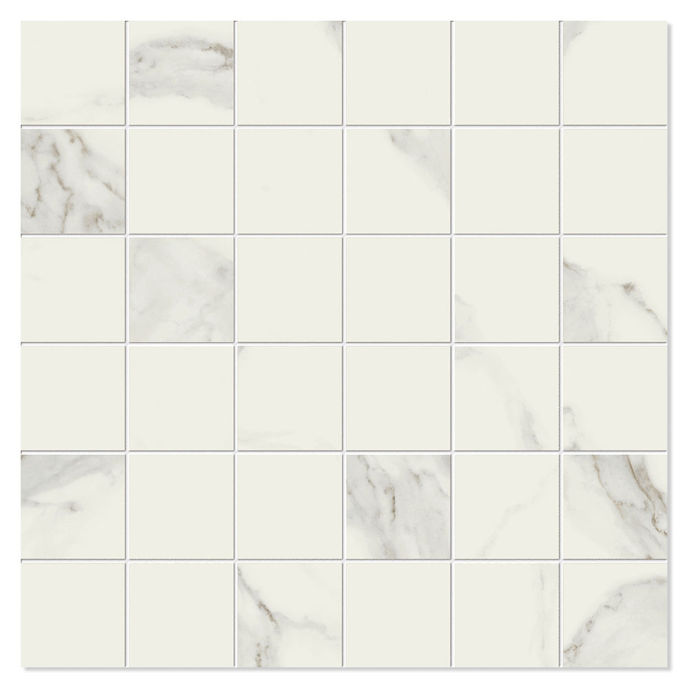 Unicomstarker Marmor Mosaik Klinker Statuario Mat 30x30 (5x5) cm