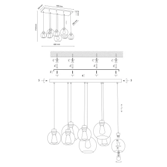 Hængende Lampe Flamma Transparent Farverig Glat-2