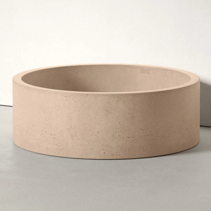 Sira Håndlavet Cement Håndvask Bay Mørk Beige Matt 38 cm-0