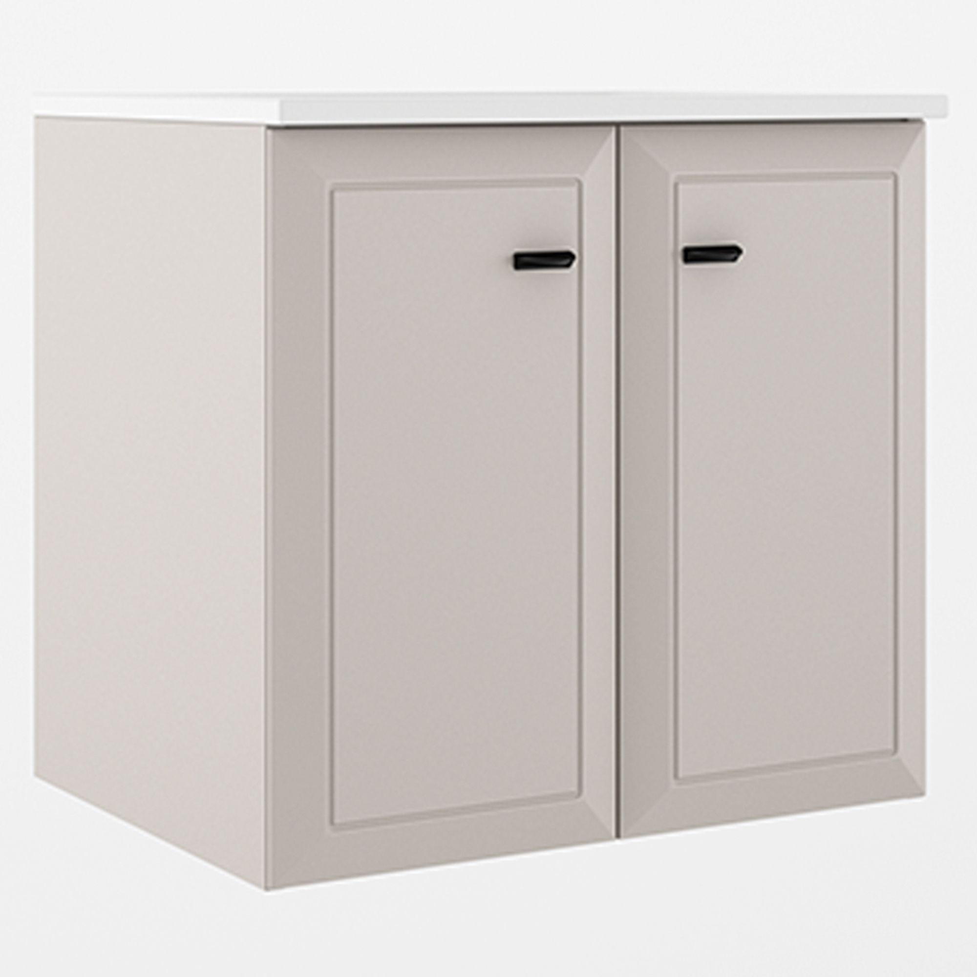 Håndvaskskab Tandem Beige Mat 60 cm med To Døre med Vask Hvid Blank
