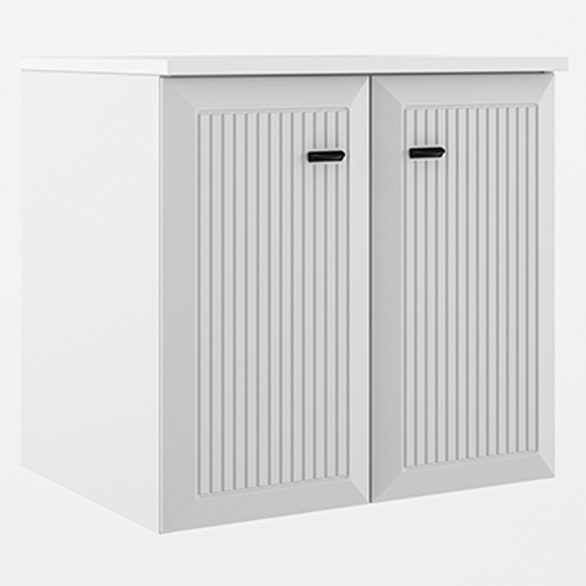 Håndvaskskab Tandem Hvid-Stribet Mat 60 cm med To Døre med Vask Hvid Blank