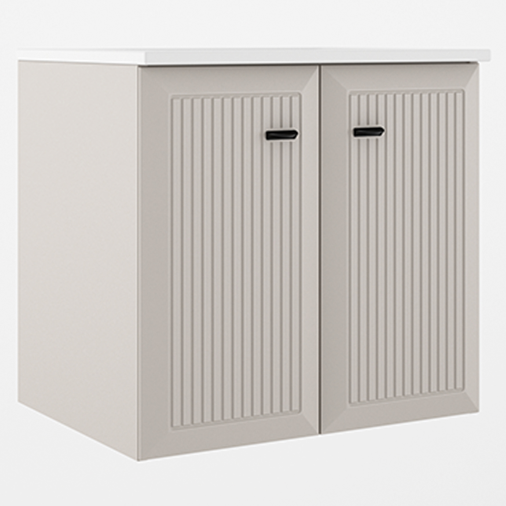 Håndvaskskab Tandem Beige-Stribet  Mat 60 cm med To Døre med Vask Hvid Blank