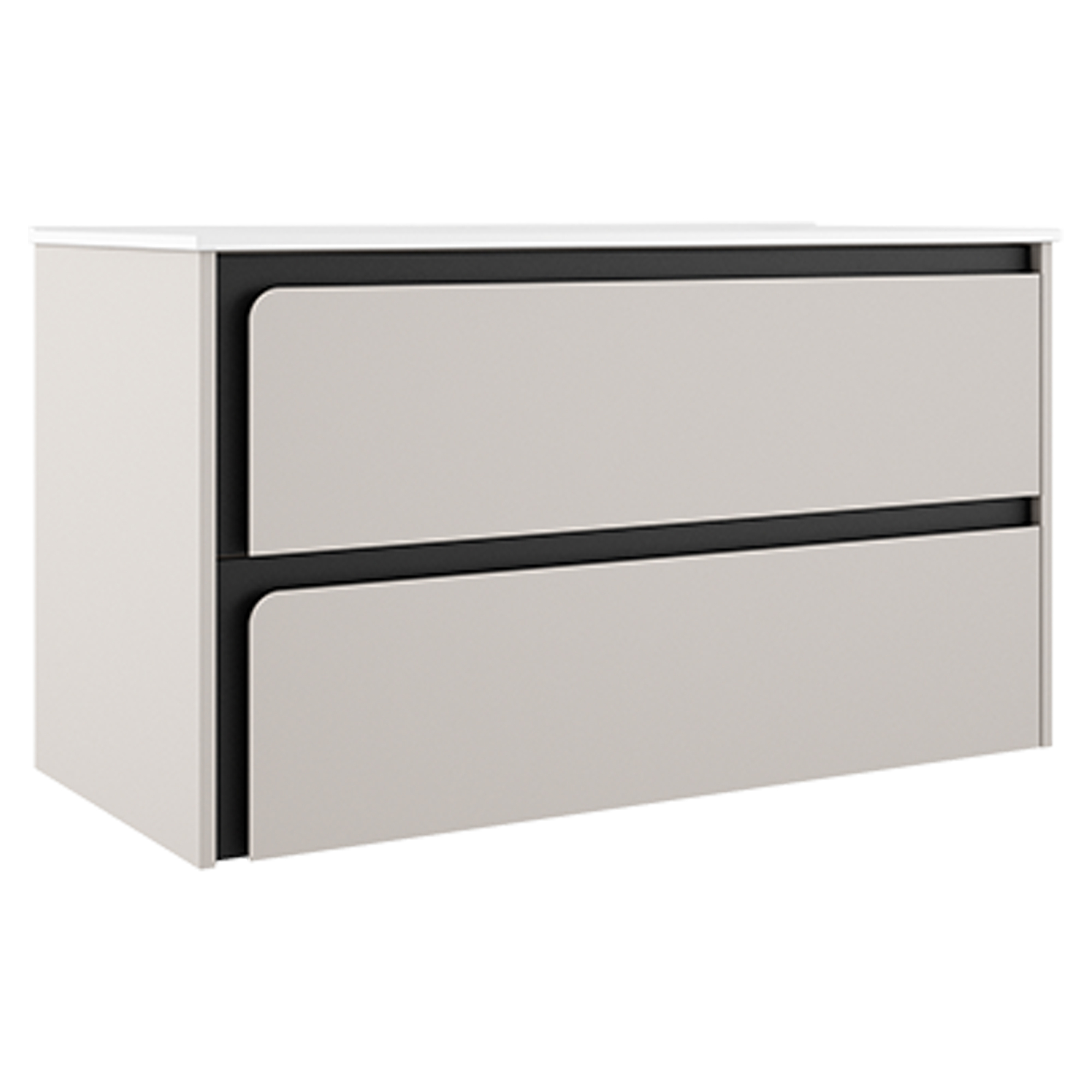 Håndvaskskab Clarte Beige-Sort Mat 100 cm med Vask Hvid Blank