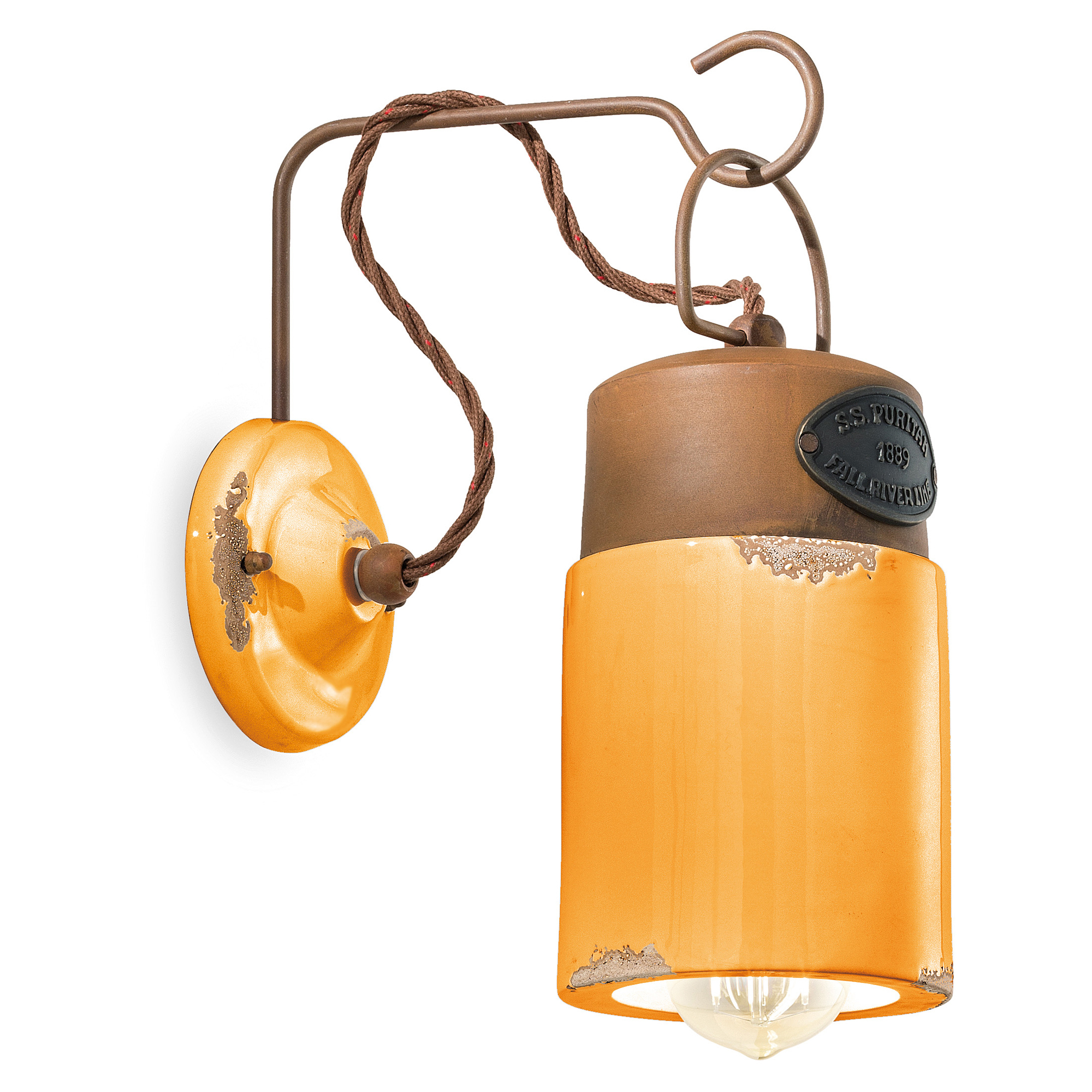 Ferroluce Væglampe Gamma Industrial Vintage Gul