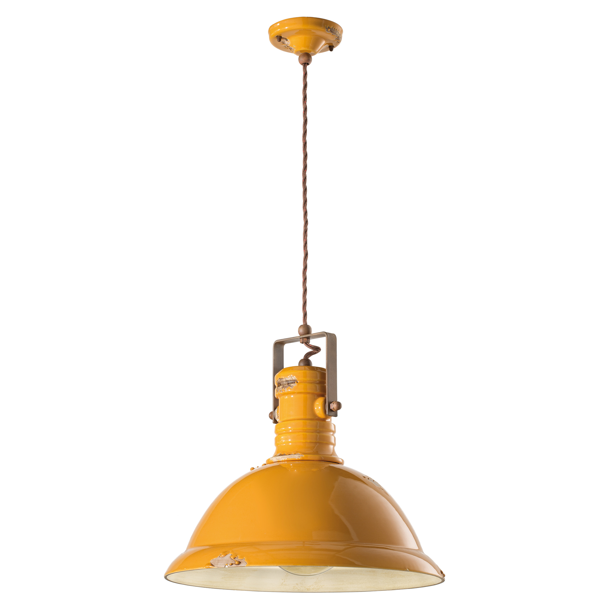 Ferroluce Hængelampe Gamma Industrial Vintage Gul ∅ 40 cm
