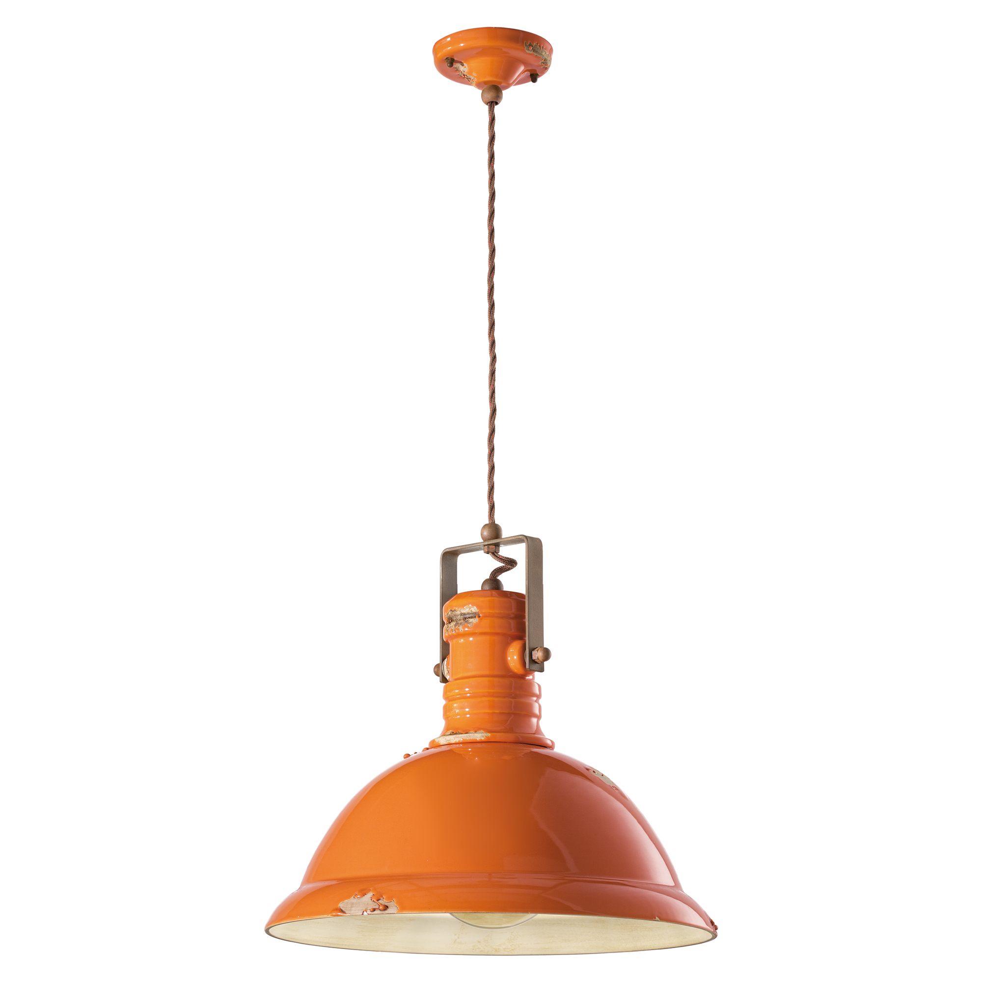 Ferroluce Hængelampe Gamma Industrial Vintage Orange ∅ 40 cm
