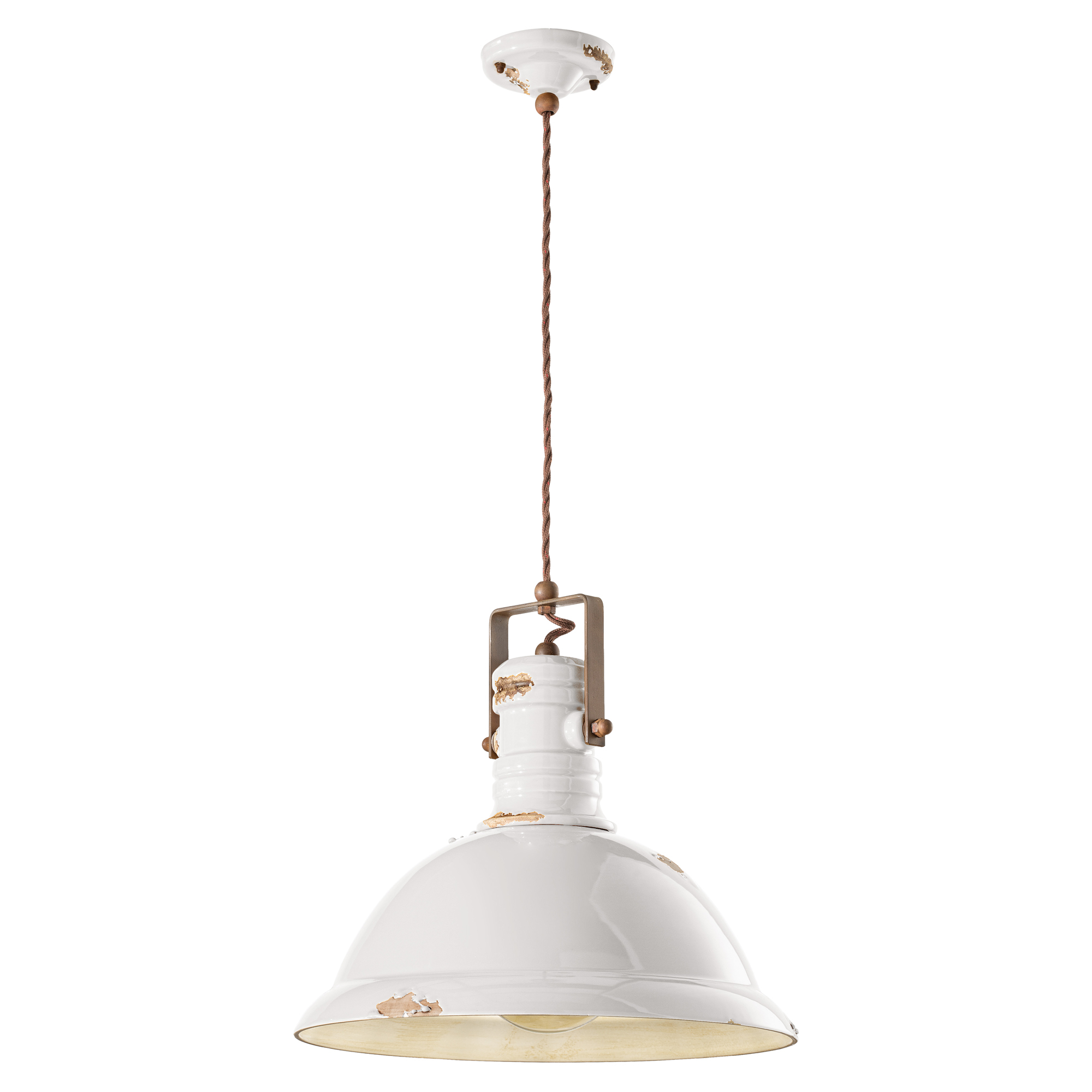 Ferroluce Hængelampe Gamma Industrial Vintage Hvid ∅ 40 cm