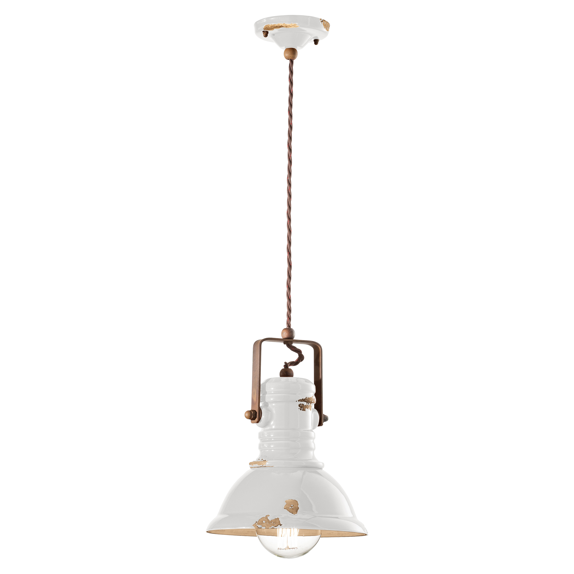 Ferroluce Hængelampe Gamma Industrial Vintage Hvid ∅ 23 cm
