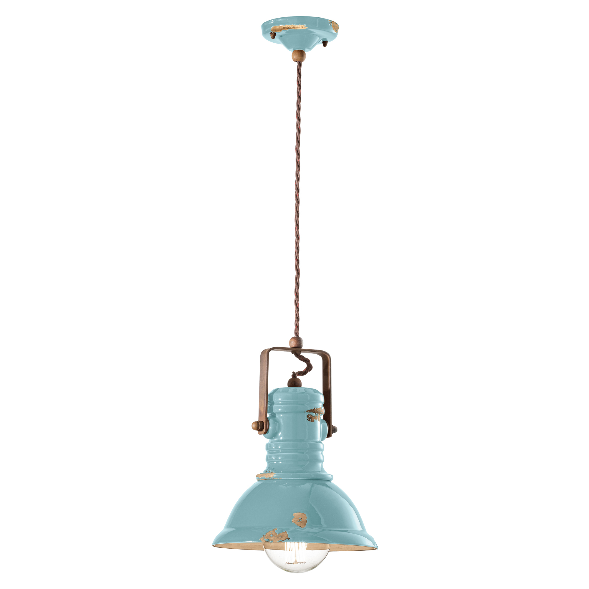 Ferroluce Hængelampe Gamma Industrial Vintage Blå ∅ 23 cm
