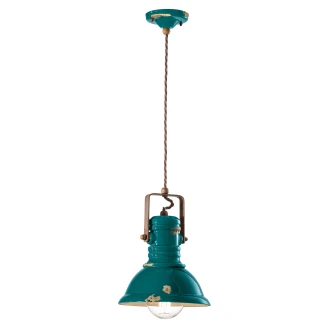 Ferroluce Hængelampe <strong>Gamma Industrial</strong>  Vintage Grøn ∅ 23 cm