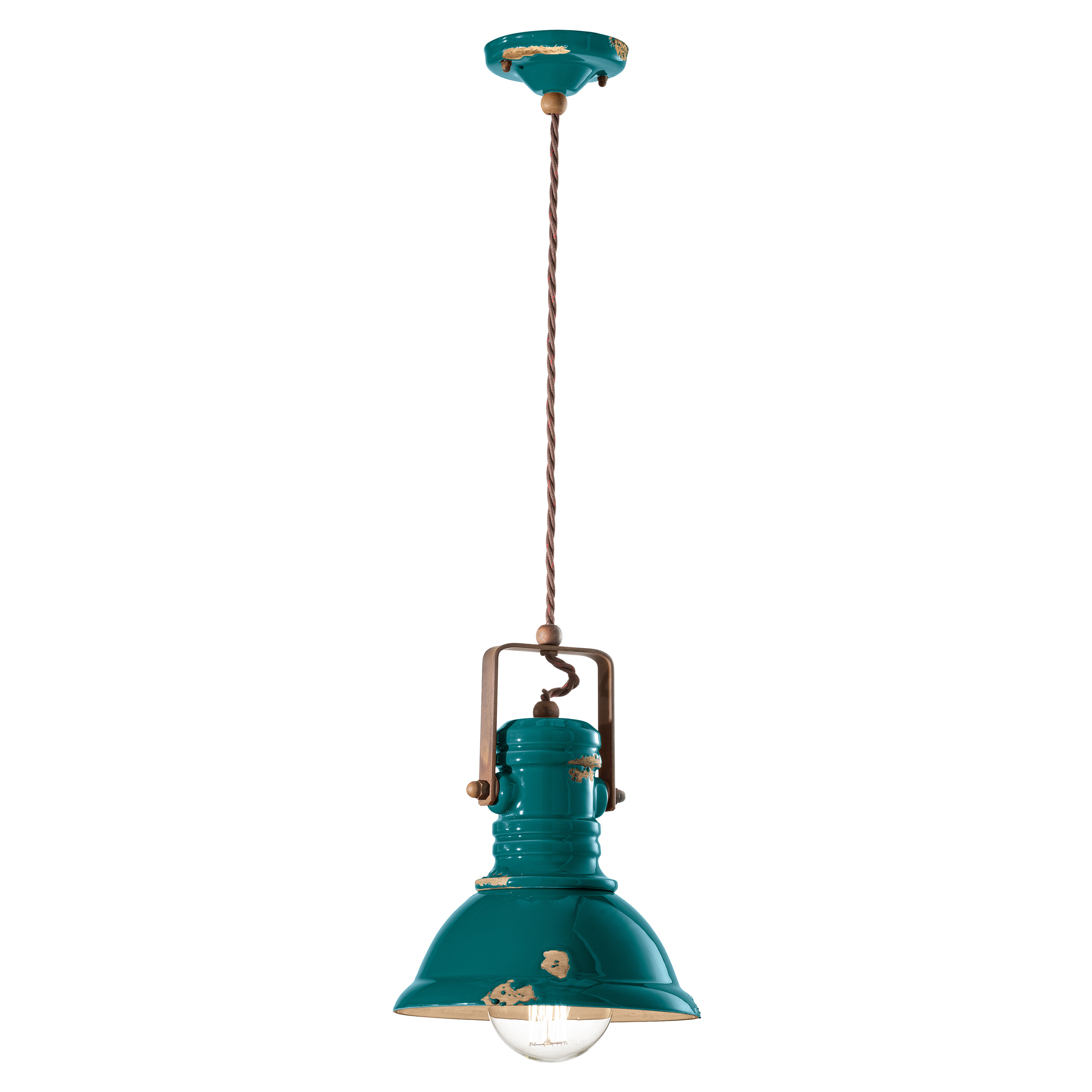 Ferroluce Hængelampe Gamma Industrial Vintage Grøn ∅ 23 cm