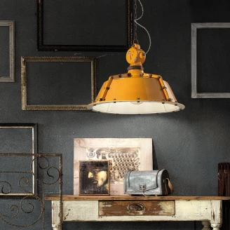 Ferroluce Hængelampe <strong>Gamma Industrial</strong>  Vintage Gul ∅ 52 cm