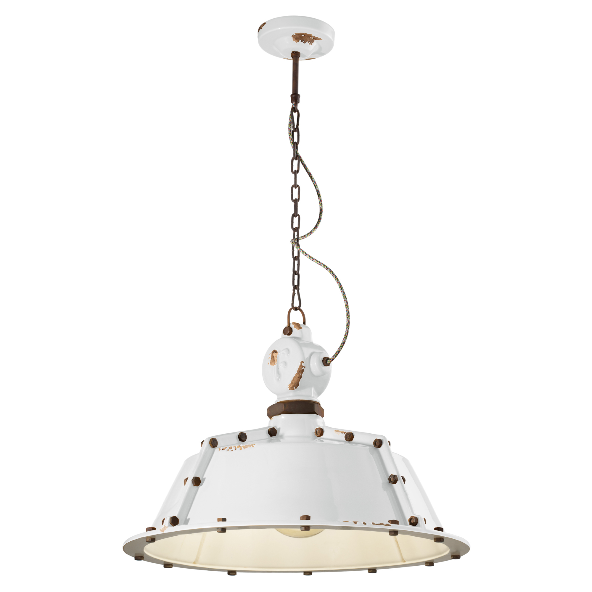 Ferroluce Hængelampe Gamma Industrial Vintage Hvid ∅ 52 cm