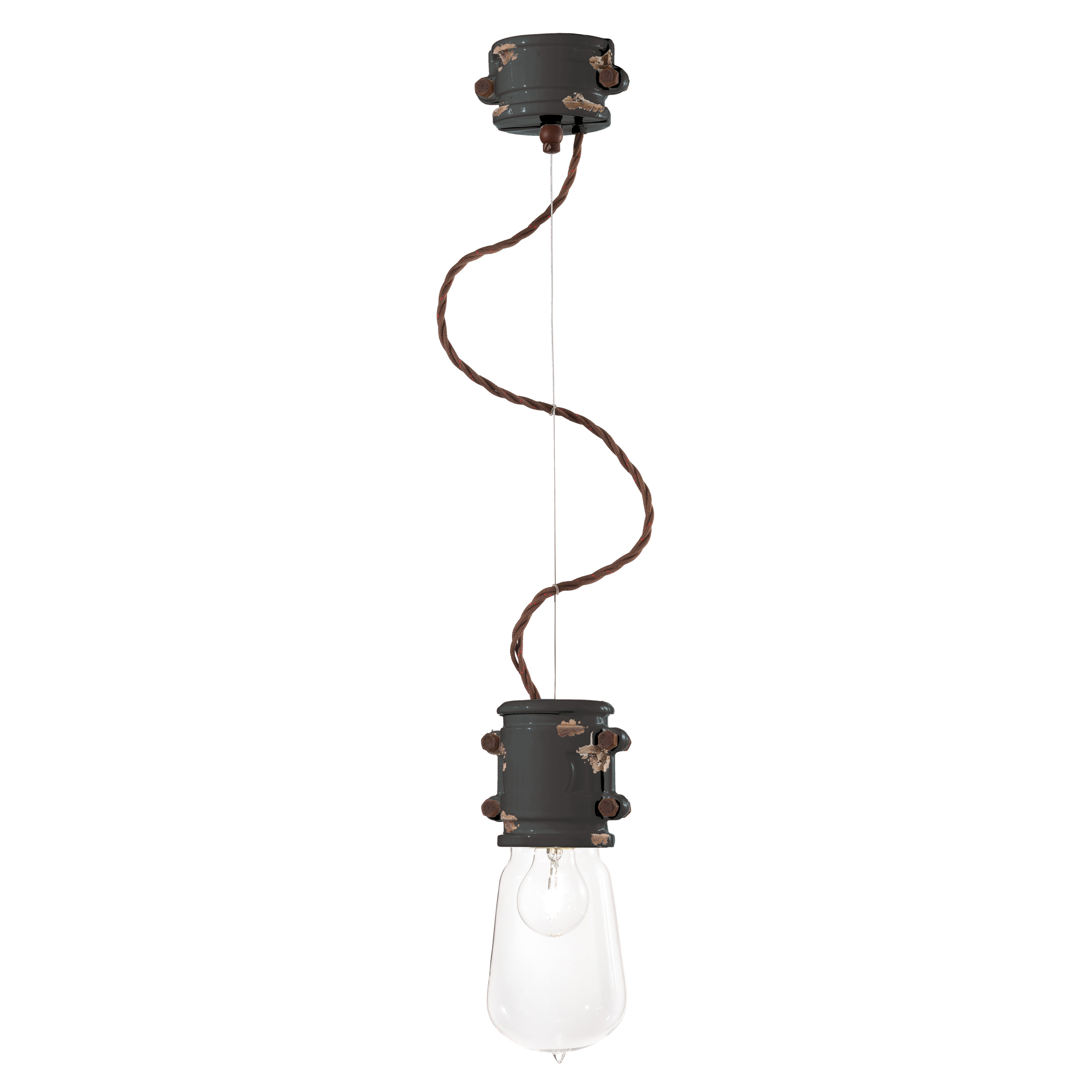 Ferroluce Hængelampe Urban Ny Vintage Sort ∅ 12 cm