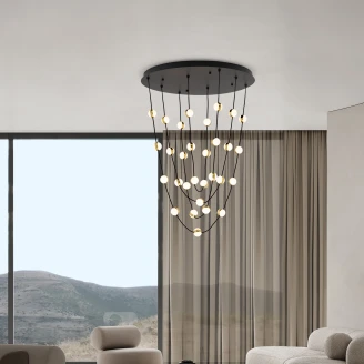 Nova Luce Hængende Lampe 120 cm Alcinoe Sort, Guld Mat