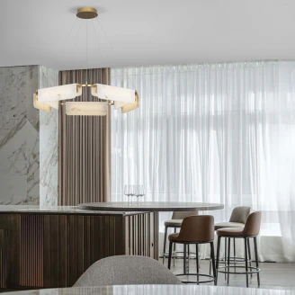 Nova Luce Hængende Lampe Ø 93 cm <strong>Aider</strong>  Guld, Beige Mat