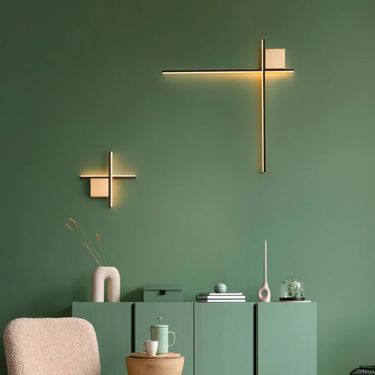 Nova Luce Væglampe 80 cm Cross Guld, Sort Matt-1