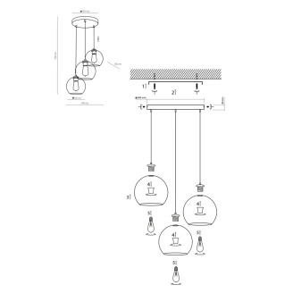 Hængende Lampe Flamma Transparent Grafit Glat-2